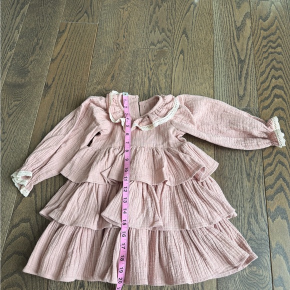 mini me Other - Pink Ruffled Kids Dress custom handmade in poland 100% organic cotton 2T 18-24 m